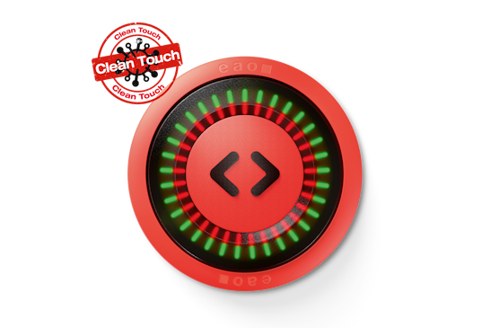 Serie 57 Türöffnertaste, rund und rot mit Clean-Touch-Symbol