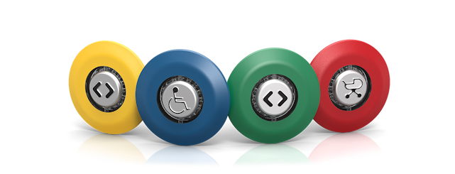 Series 56 push buttons in yellow, blue, green and red with different symbols (BR56_KS_01_00034) [1232x470] 