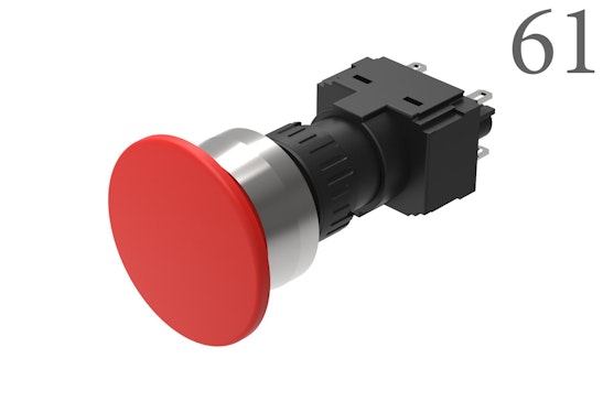 Series 61 Mushroomhead push button red lens (BR61_KS_01)