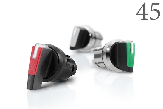 Series 45 Selector switch three color lens, red, green and white (BR45_KS_01_00424)