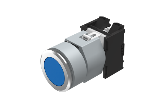 Série 04 Bouton poussoir avec calotte bleue ronde (série HMI) (BR04_KS_01)