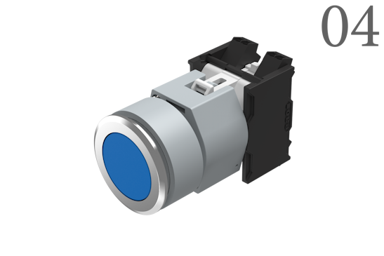 Series 04 Push button with blue round lens (BR04_KS_01)