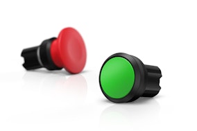 45系列按钮开关，圆形，绿色和红色