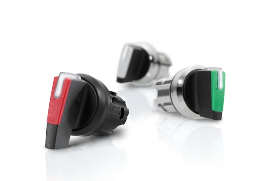 Series 45 Selector switch with three different colors, green, red, white (HMI Series) (BR45_KS_01_00424)
