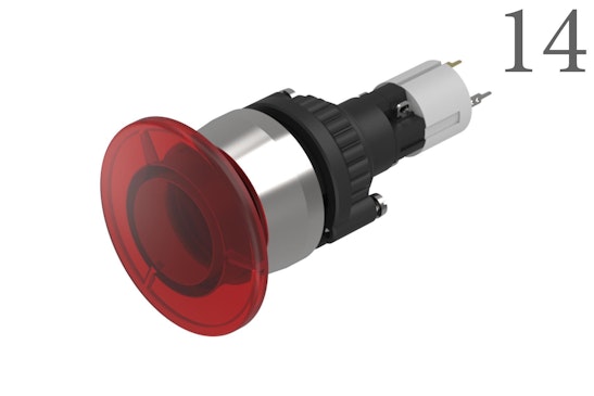 Series 14 Mushroomhead push button red lens (BR14_KS_01)