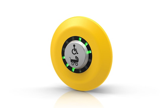 Series 56 Universal switch, round yellow button with grey symbol in it for babys (HMI Series) (BR56_KS_01_00204)